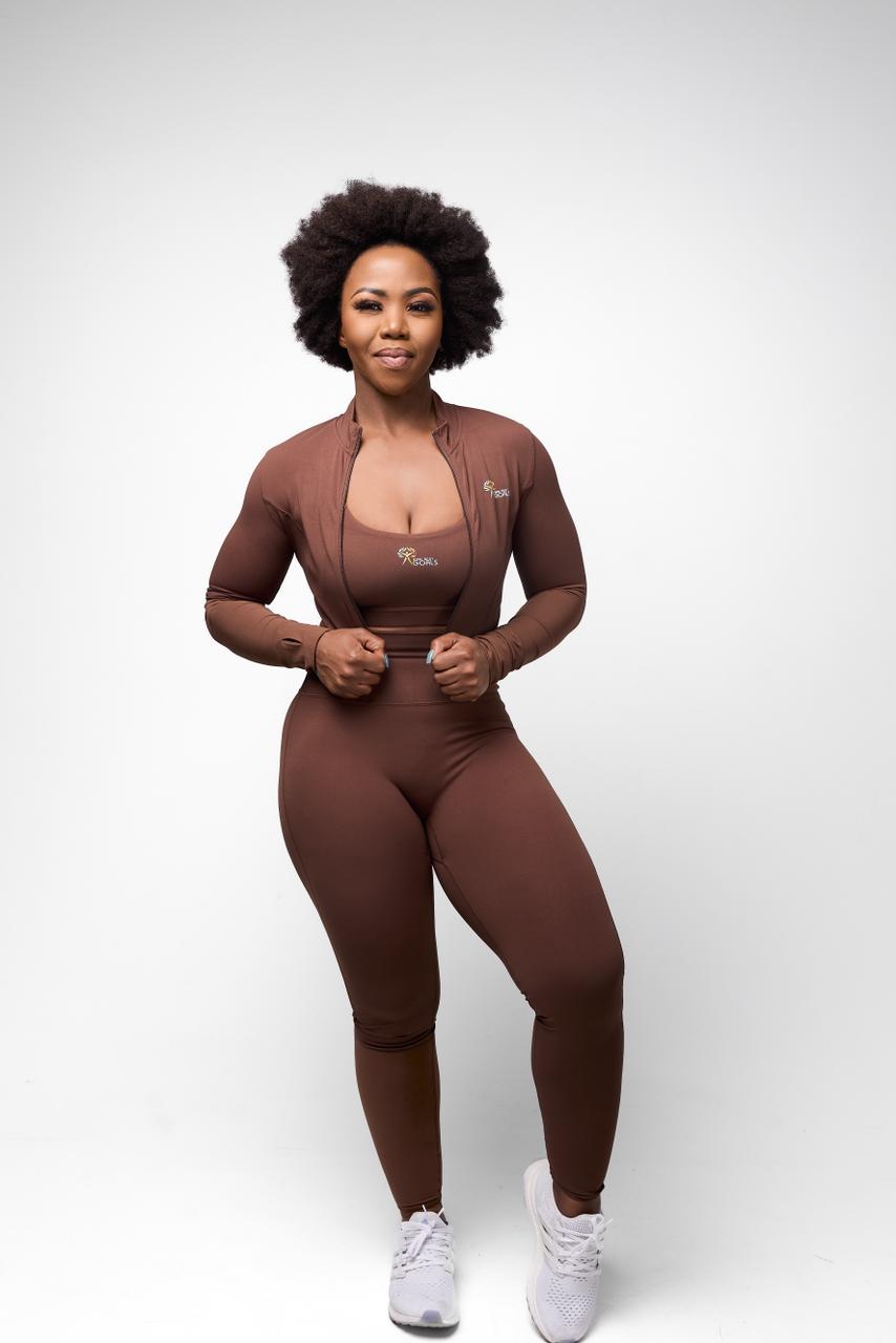 Vezi - Three Piece Yoga Set (Crop Jackets ,High Waist Leggings, Sport bra) - Image 3