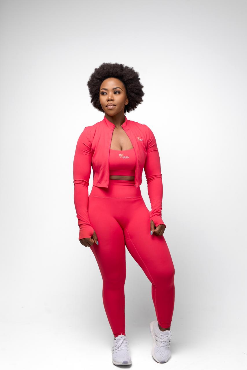 Vezi - Three Piece Yoga Set (Crop Jackets ,High Waist Leggings, Sport bra)