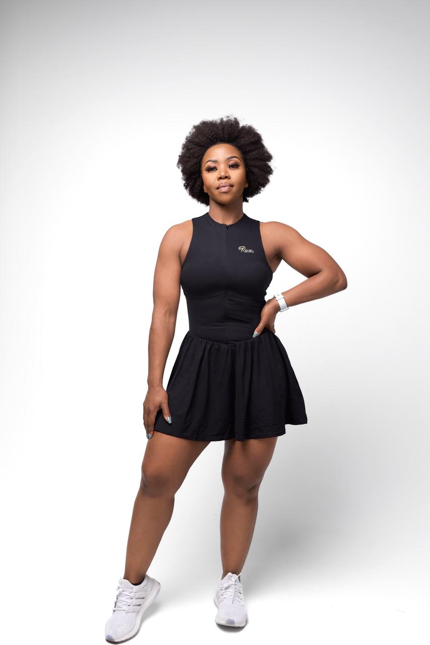 Own body goals Tennis Dress. Sleeveless Zipper Pleated Dresses with Anti Peeking Shorts